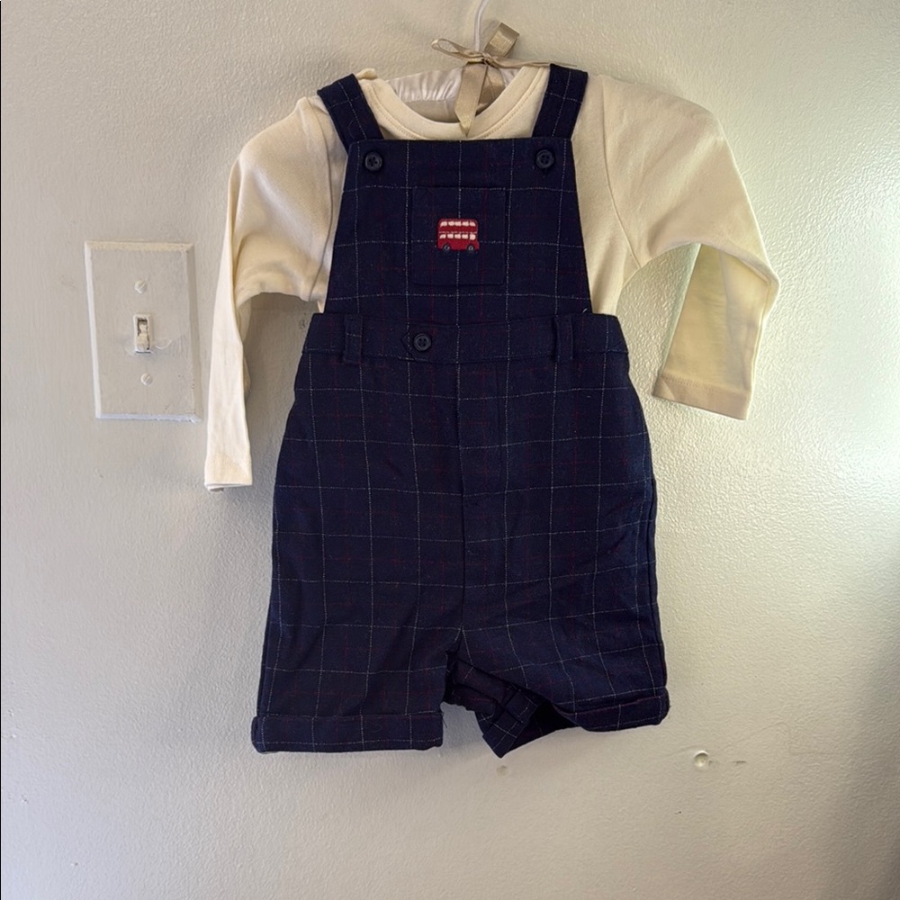 Janie and Jack Blue and Red Shorts with Adjustable Straps
